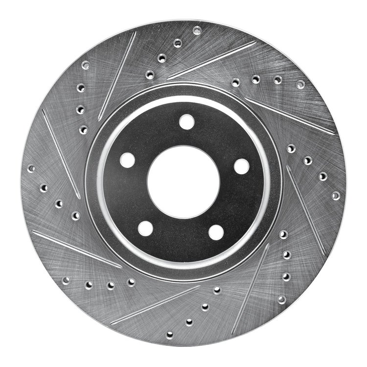 631-67051L Drilled/Slotted Brake Rotor [Silver], 2003-2005 Infiniti/Nissan, Position: Front Left