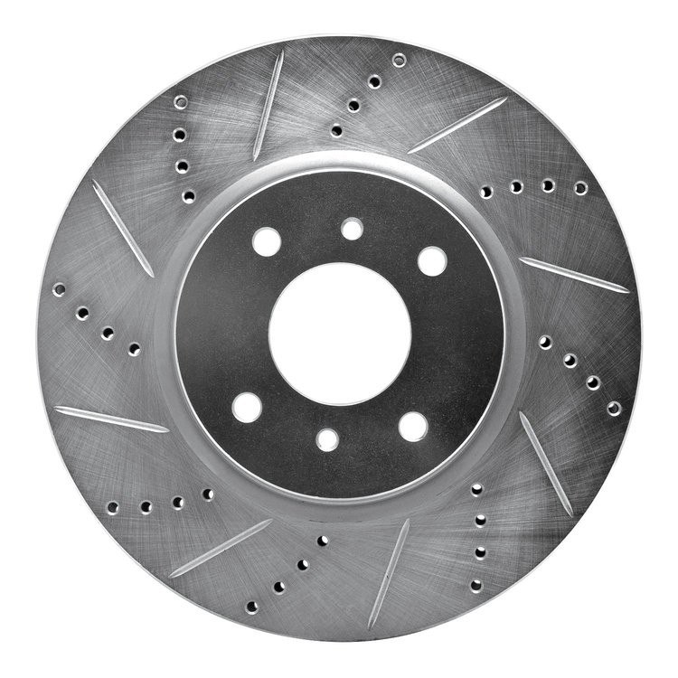 631-67054L Drilled/Slotted Brake Rotor [Silver], 2004-2006 Infiniti/Nissan, Position: Front Left