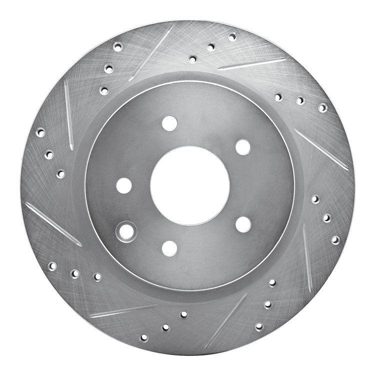 631-67055L Drilled/Slotted Brake Rotor [Silver], Fits Select Infiniti/Nissan, Position: Rear Left