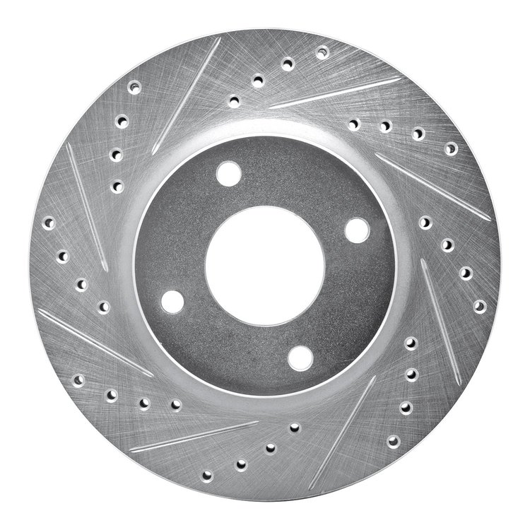 631-67056L Drilled/Slotted Brake Rotor [Silver], 2007-2014 Infiniti/Nissan, Position: Front Left