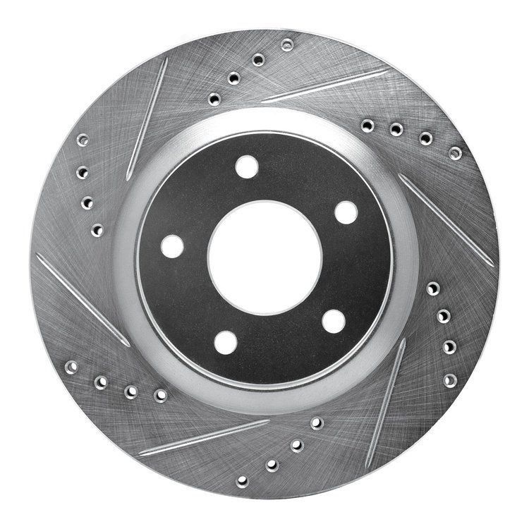 631-67058L Drilled/Slotted Brake Rotor [Silver], 2007-2015 Infiniti/Nissan, Position: Front Left