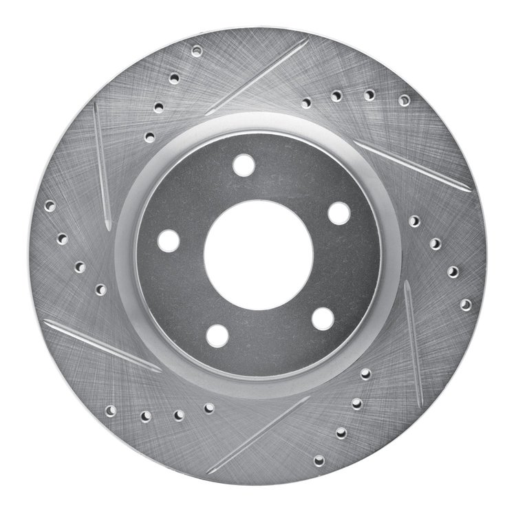 631-67066L Drilled/Slotted Brake Rotor [Silver], Fits Select Infiniti/Nissan, Position: Front Left
