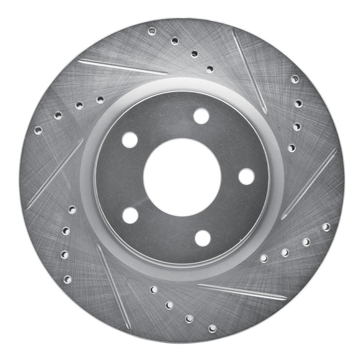 631-67066R Drilled/Slotted Brake Rotor [Silver], Fits Select Infiniti/Nissan, Position: Front Right