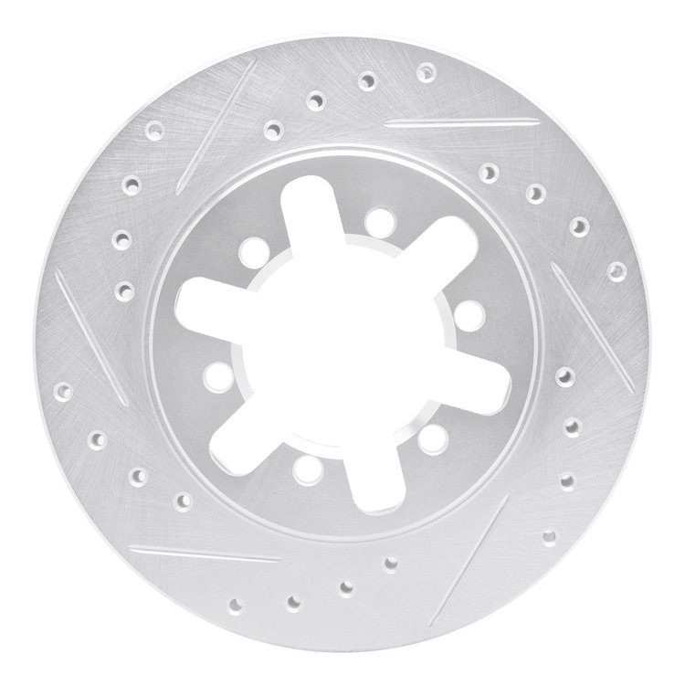 631-67077L Drilled/Slotted Brake Rotor [Silver], 1982-1985 Infiniti/Nissan, Position: Front Left