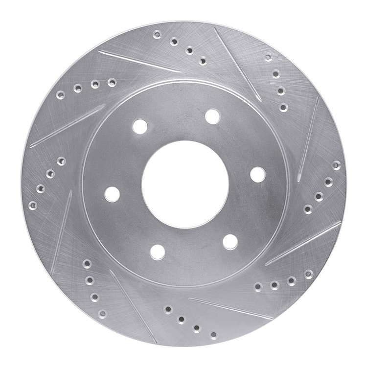 631-67091R Drilled/Slotted Brake Rotor [Silver], 2004-2005 Infiniti/Nissan, Position: Front Right