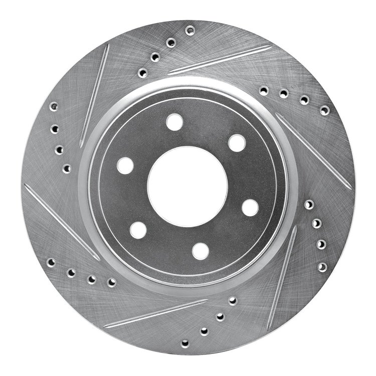631-67092L Drilled/Slotted Brake Rotor [Silver], Fits Select Multiple Makes/Models, Position: Front Left