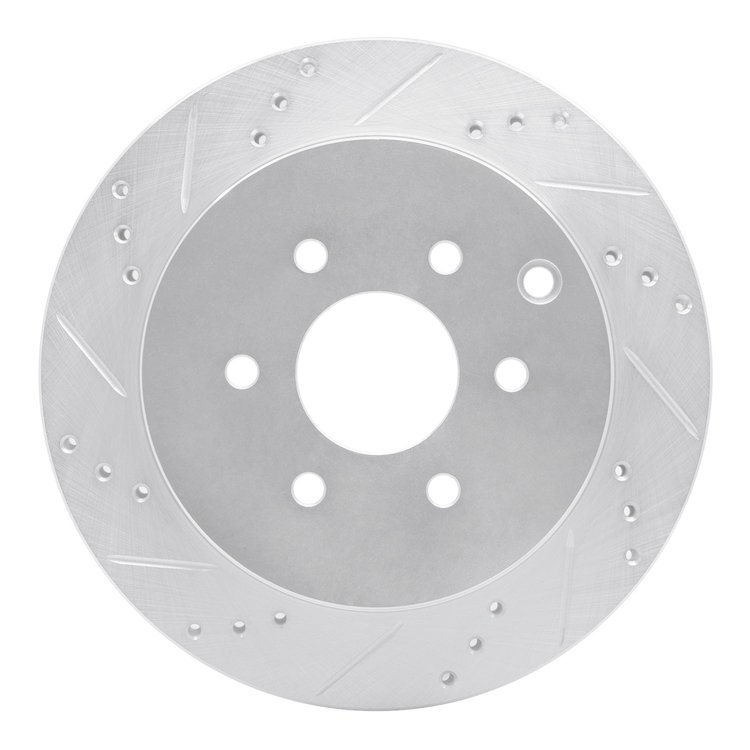 631-67093L Drilled/Slotted Brake Rotor [Silver], 2005-2012 Infiniti/Nissan, Position: Rear Left