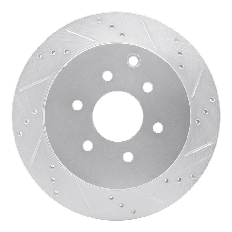 631-67093R Drilled/Slotted Brake Rotor [Silver], 2005-2012 Infiniti/Nissan, Position: Rear Right