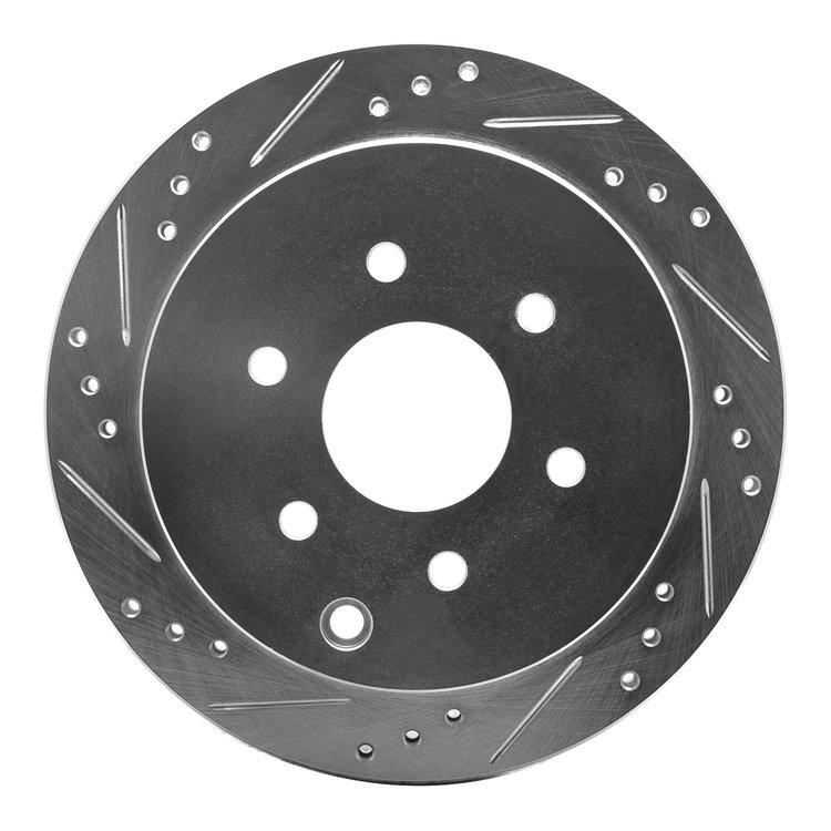 631-67094L Drilled/Slotted Brake Rotor [Silver], Fits Select Multiple Makes/Models, Position: Rear Left
