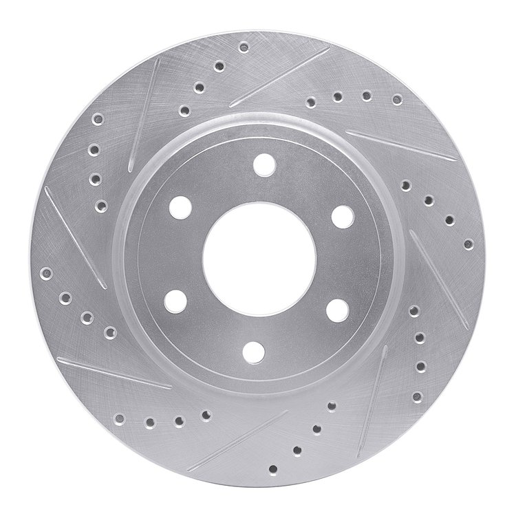 631-67095L Drilled/Slotted Brake Rotor [Silver], 2005-2021 Multiple Makes/Models, Position: Front Left