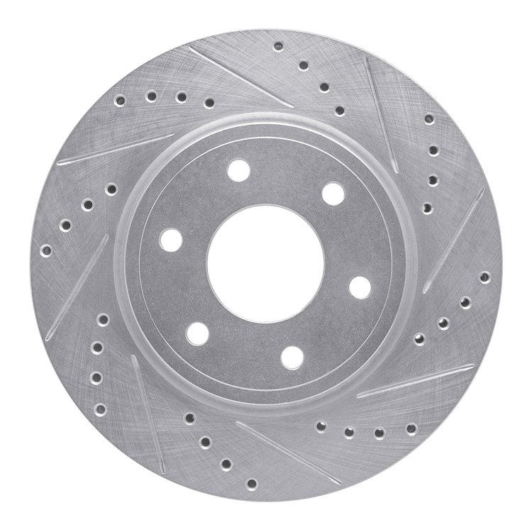631-67095R Drilled/Slotted Brake Rotor [Silver], 2005-2021 Multiple Makes/Models, Position: Front Right