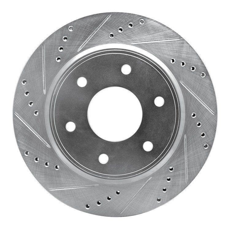 631-67096L Drilled/Slotted Brake Rotor [Silver], 2005-2007 Infiniti/Nissan, Position: Front Left
