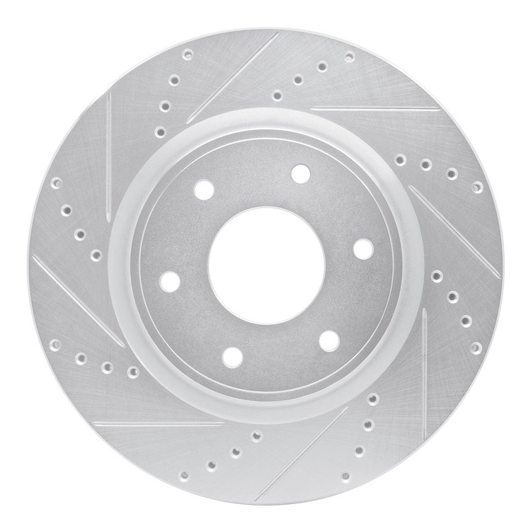 631-67097L Drilled/Slotted Brake Rotor [Silver], 2005-2007 Infiniti/Nissan, Position: Front Left