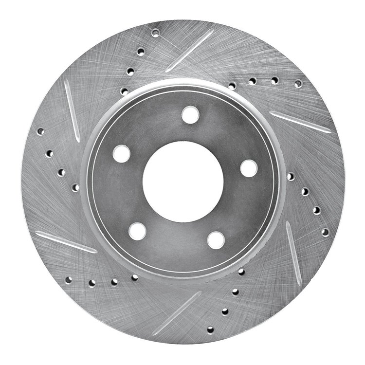 631-67103L Drilled/Slotted Brake Rotor [Silver], Fits Select Multiple Makes/Models, Position: Front Left