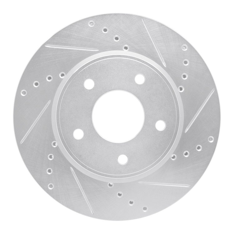 631-67103R Drilled/Slotted Brake Rotor [Silver], Fits Select Multiple Makes/Models, Position: Front Right