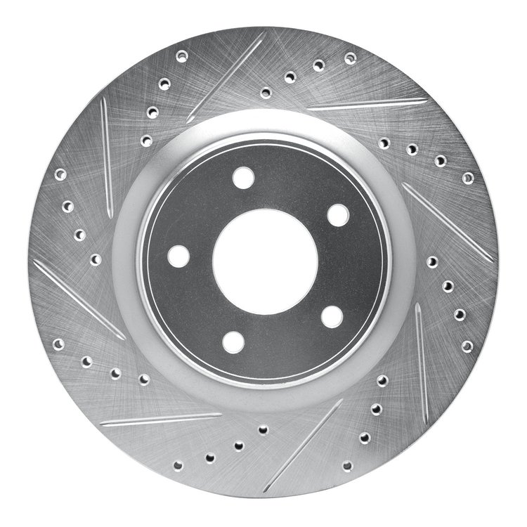 631-67105L Drilled/Slotted Brake Rotor [Silver], Fits Select Infiniti/Nissan, Position: Front Left