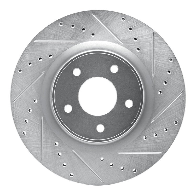 631-67105R Drilled/Slotted Brake Rotor [Silver], Fits Select Infiniti/Nissan, Position: Front Right