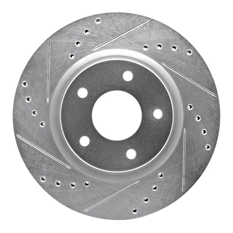 631-67106L Drilled/Slotted Brake Rotor [Silver], Fits Select Multiple Makes/Models, Position: Front Left