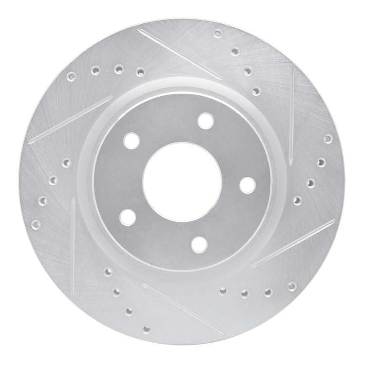 631-67106R Drilled/Slotted Brake Rotor [Silver], Fits Select Multiple Makes/Models, Position: Front Right