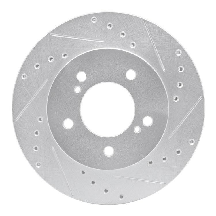 631-67107R Drilled/Slotted Brake Rotor [Silver], 1993-2002 Multiple Makes/Models, Position: Front Right