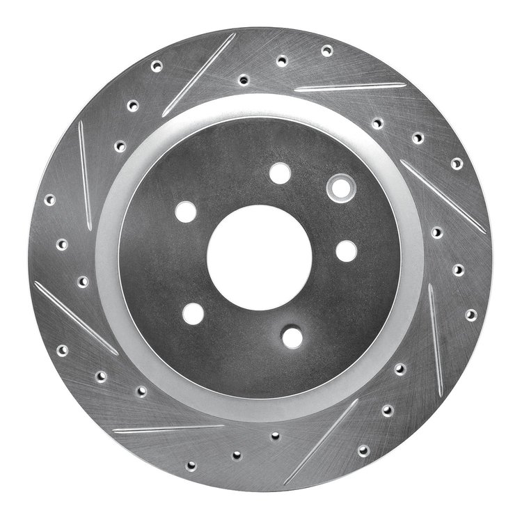 631-68009L Drilled/Slotted Brake Rotor [Silver], 2003-2008 Infiniti/Nissan, Position: Rear Left