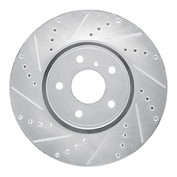 631-68014L Drilled/Slotted Brake Rotor [Silver], 2005-2014 Infiniti/Nissan, Position: Front Left