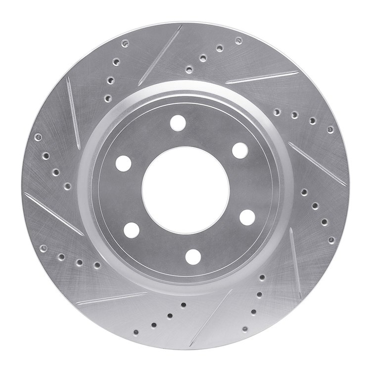 631-68016L Drilled/Slotted Brake Rotor [Silver], Fits Select Infiniti/Nissan, Position: Front Left