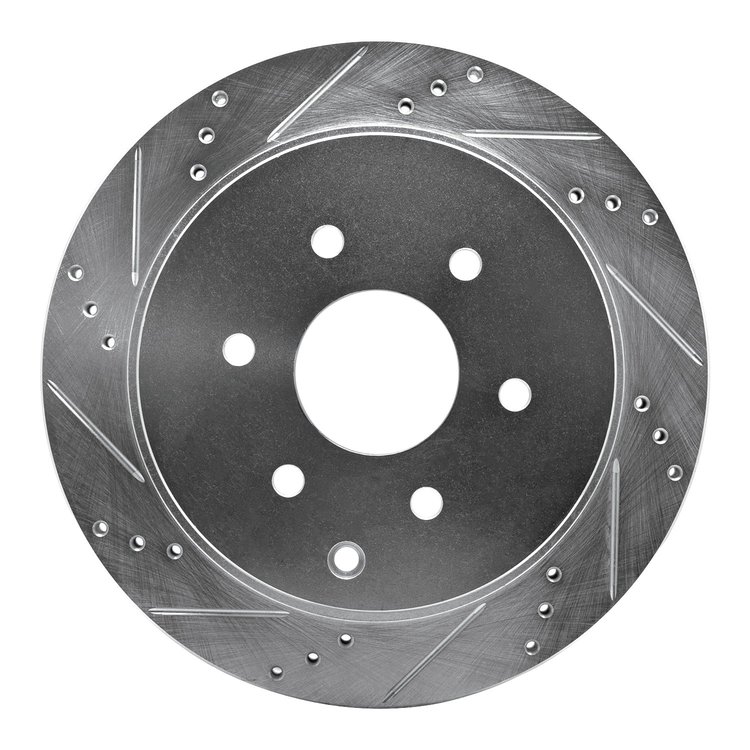 631-68017L Drilled/Slotted Brake Rotor [Silver], Fits Select Infiniti/Nissan, Position: Rear Left