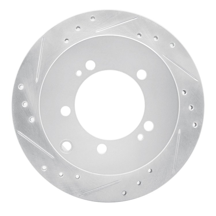 631-72016L Drilled/Slotted Brake Rotor [Silver], 1991-1999 Multiple Makes/Models, Position: Rear Left