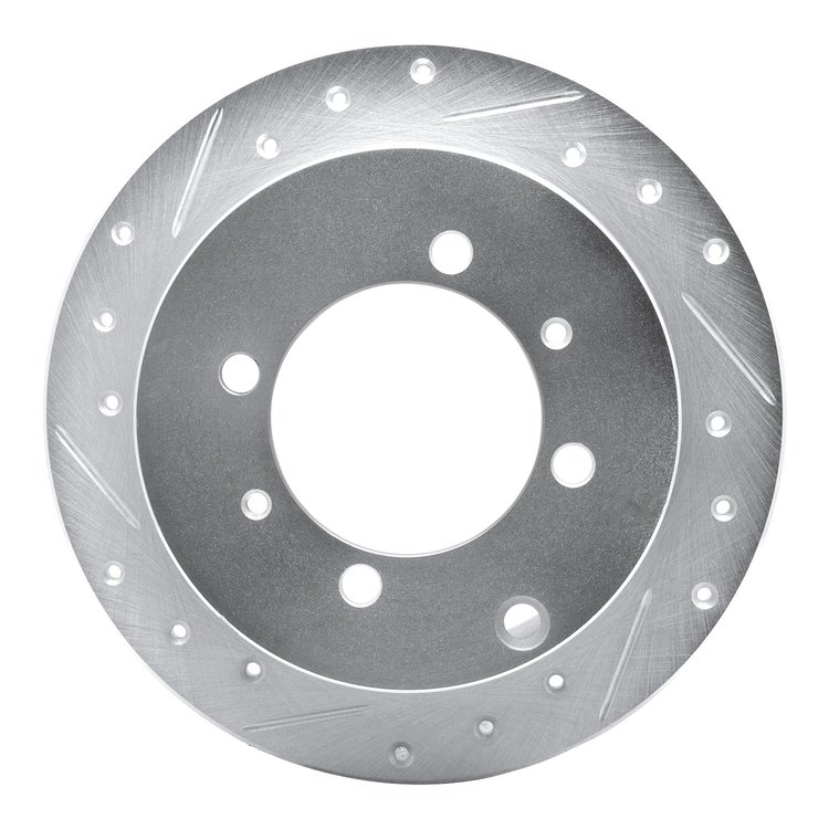 631-72021L Drilled/Slotted Brake Rotor [Silver], 1992-2004 Multiple Makes/Models, Position: Rear Left