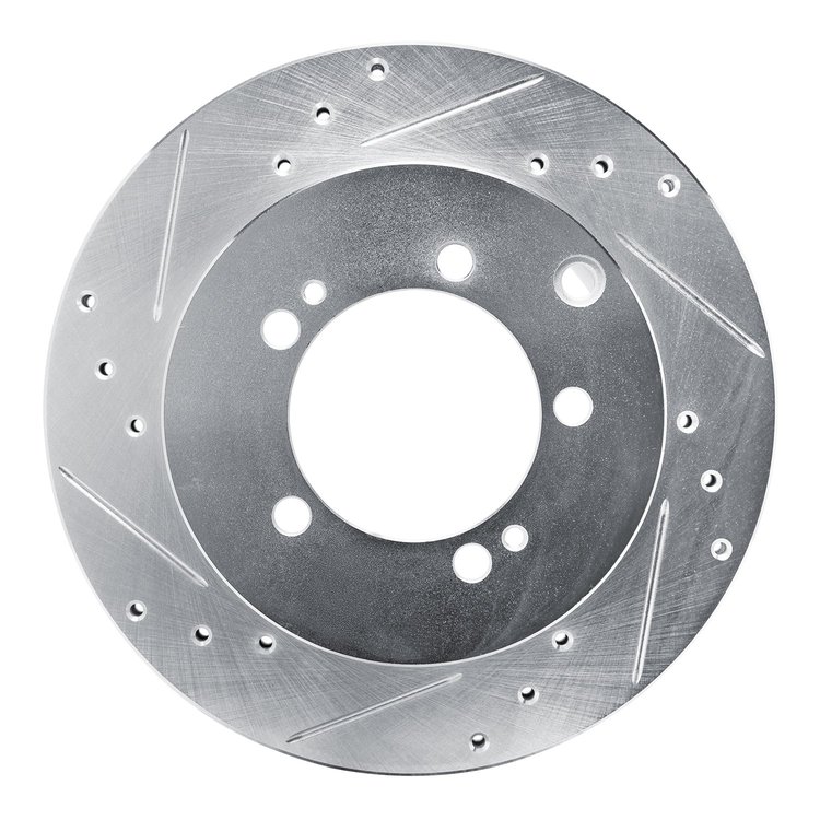 631-72027L Drilled/Slotted Brake Rotor [Silver], 1992-1996 Mitsubishi, Position: Rear Left