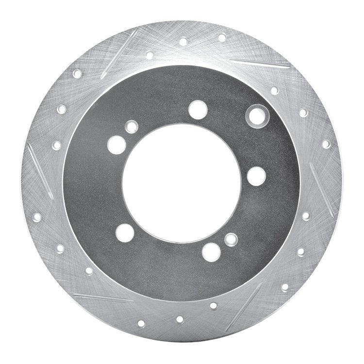 631-72028L Drilled/Slotted Brake Rotor [Silver], 1994-2007 Multiple Makes/Models, Position: Rear Left