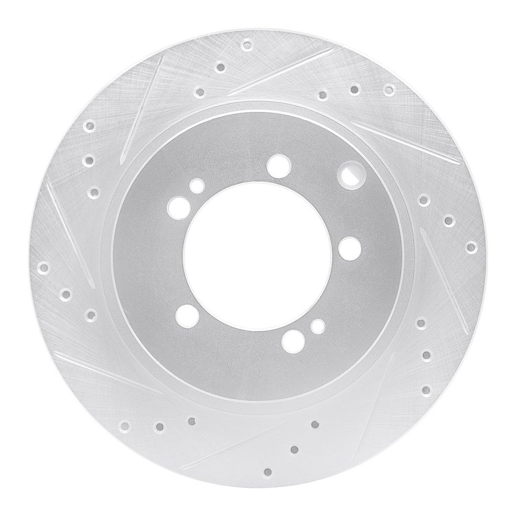 631-72032L Drilled/Slotted Brake Rotor [Silver], 1993-1999 Multiple Makes/Models, Position: Rear Left