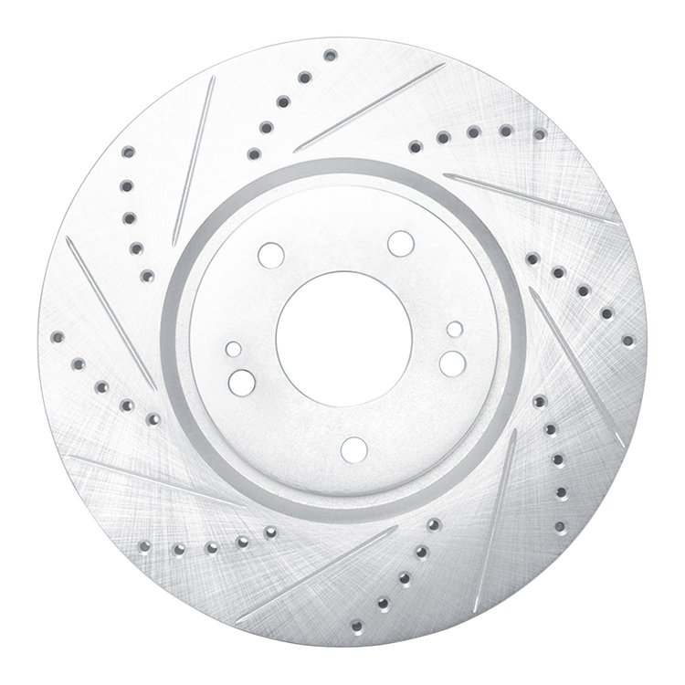 631-72035L Drilled/Slotted Brake Rotor [Silver], 2003-2006 Mitsubishi, Position: Front Left