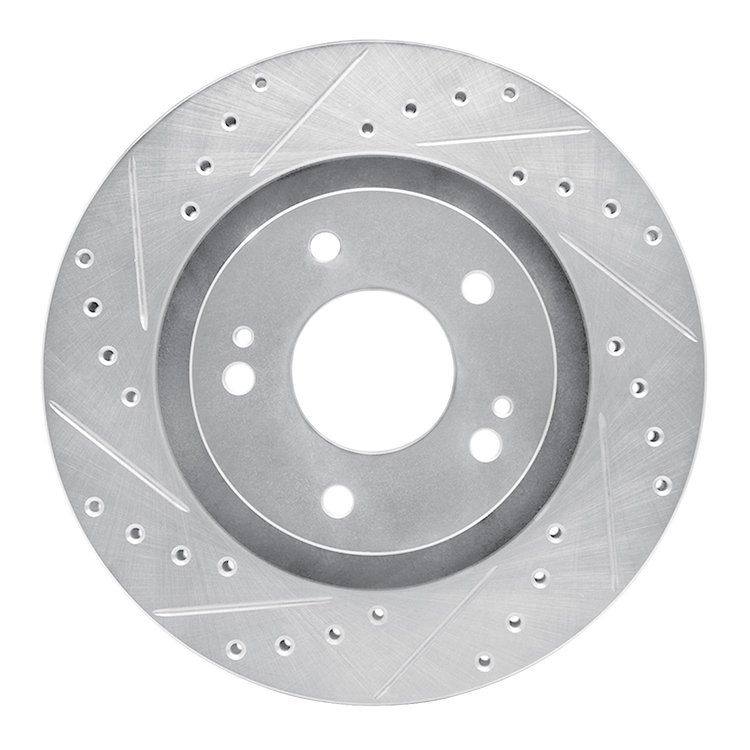 631-72061L Drilled/Slotted Brake Rotor [Silver], Fits Select Mitsubishi, Position: Front Left
