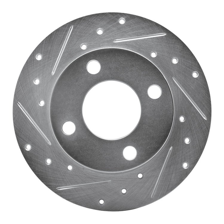 631-73007L Drilled/Slotted Brake Rotor [Silver], 1982-1998 Audi/Volkswagen, Position: Rear Left
