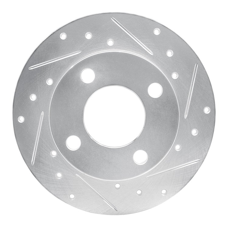 631-73007R Drilled/Slotted Brake Rotor [Silver], 1982-1998 Audi/Volkswagen, Position: Rear Right