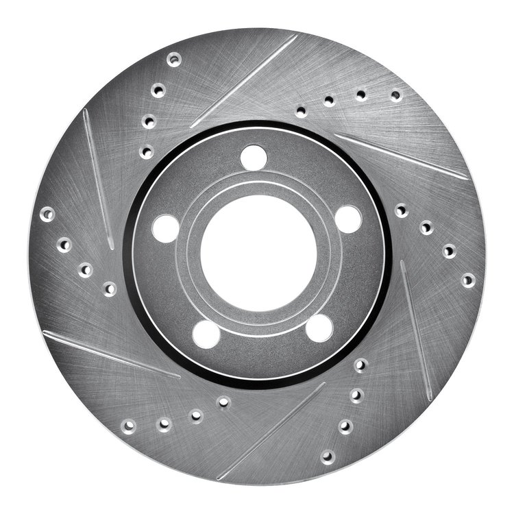 631-73008L Drilled/Slotted Brake Rotor [Silver], 1985-1991 Audi/Volkswagen, Position: Front Left