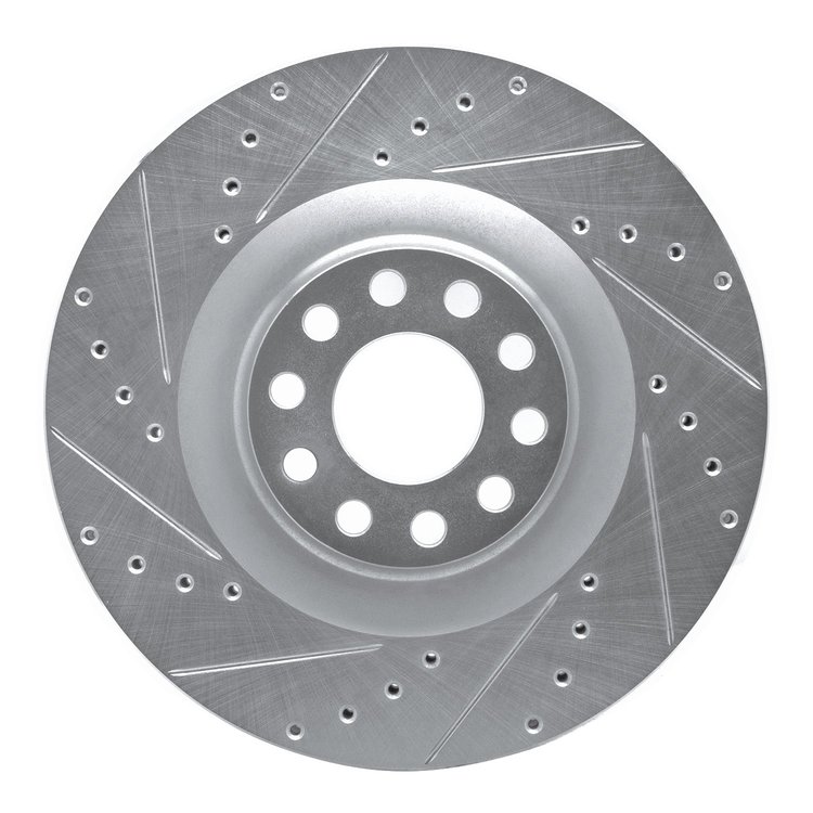 631-73026L Drilled/Slotted Brake Rotor [Silver], 2001-2003 Audi/Volkswagen, Position: Front Left