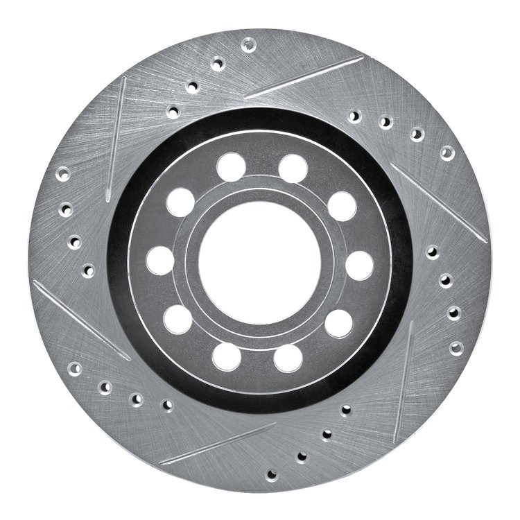631-73033L Drilled/Slotted Brake Rotor [Silver], 2004-2005 Audi/Volkswagen, Position: Rear Left