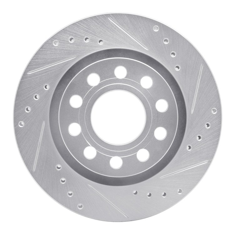 631-73033R Drilled/Slotted Brake Rotor [Silver], 2004-2005 Audi/Volkswagen, Position: Rear Right