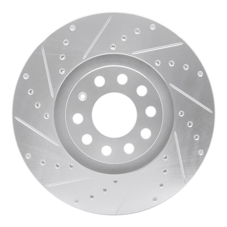 631-73036L Drilled/Slotted Brake Rotor [Silver], 1998-2009 Audi/Volkswagen, Position: Front Left