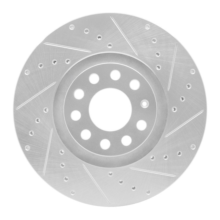 631-73036R Drilled/Slotted Brake Rotor [Silver], 1998-2009 Audi/Volkswagen, Position: Front Right