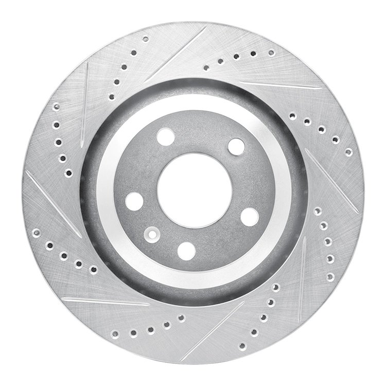 631-73039L Drilled/Slotted Brake Rotor [Silver], 2005-2011 Audi/Volkswagen, Position: Rear Left