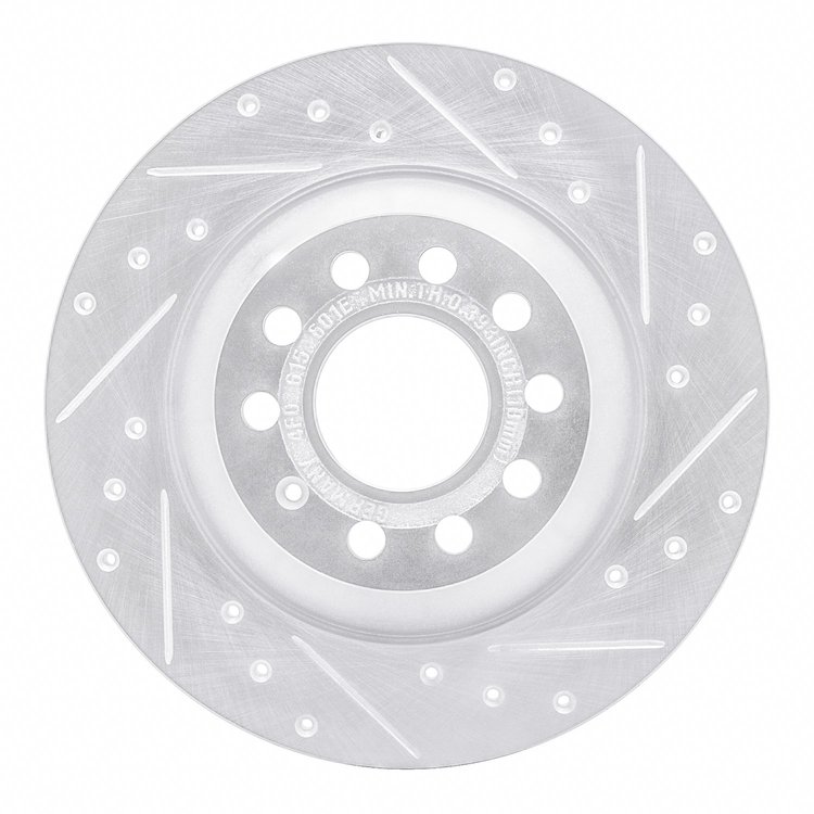 631-73042R Drilled/Slotted Brake Rotor [Silver], 2005-2011 Audi/Volkswagen, Position: Rear Right