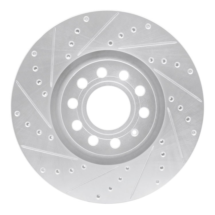 631-73044L Drilled/Slotted Brake Rotor [Silver], 1997-2006 Audi/Volkswagen, Position: Front Left