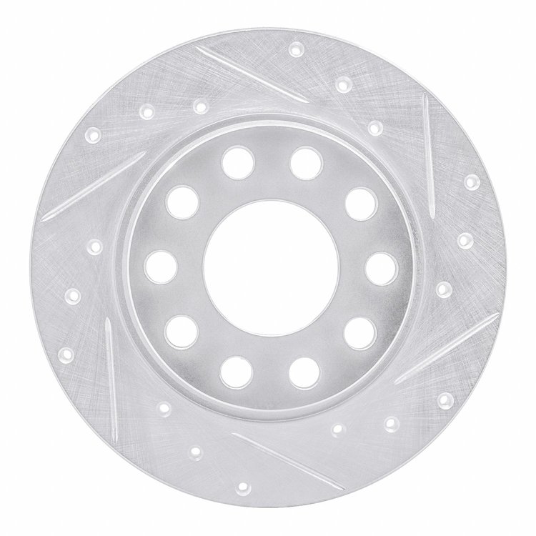 631-73045R Drilled/Slotted Brake Rotor [Silver], 2000-2008 Audi/Volkswagen, Position: Rear Right