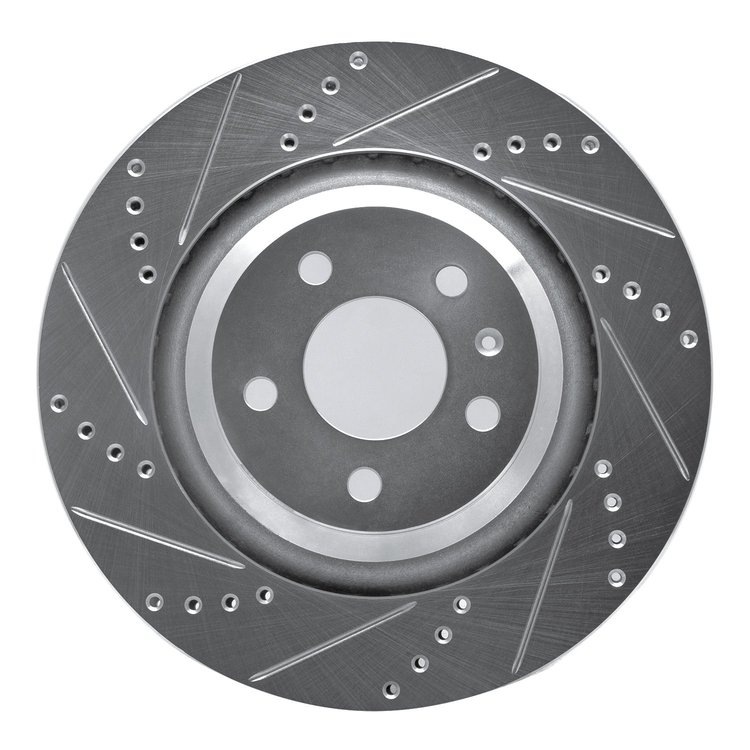 631-73051L Drilled/Slotted Brake Rotor [Silver], 2007-2011 Audi/Volkswagen, Position: Rear Left