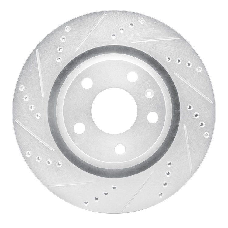 631-73055L Drilled/Slotted Brake Rotor [Silver], 2008-2015 Audi/Volkswagen, Position: Rear Left