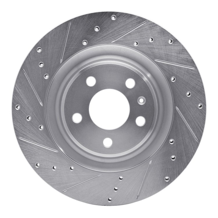 631-73066L Drilled/Slotted Brake Rotor [Silver], Fits Select Multiple Makes/Models, Position: Rear Left